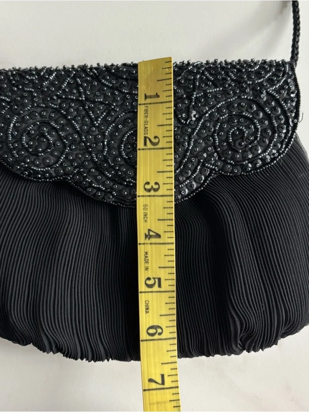 Genie Black Beaded Evening Shoulder Satin Bag Mini Black